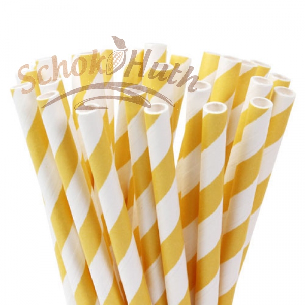 Cakepop Papierhalme "Yellow Stripes"